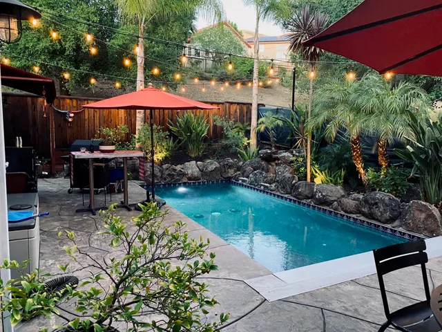 a view of a park with slide