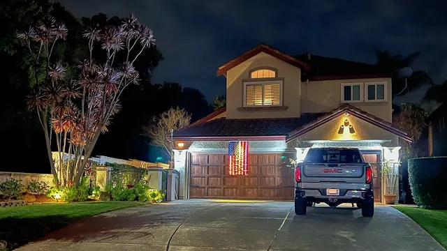 a car parked in front of a house