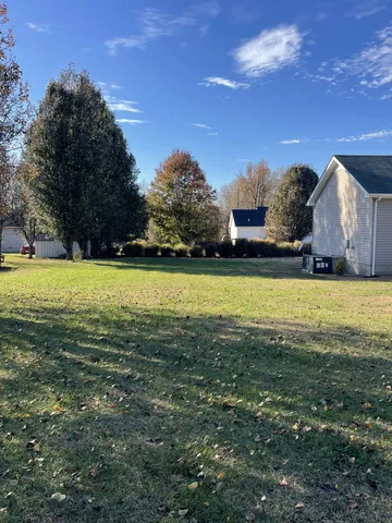 a view of a house with a big yard and a large tree