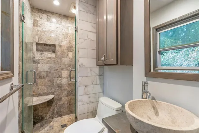 a bathroom with a shower