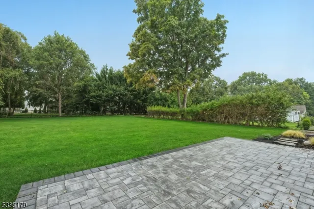 a view of a park and trees