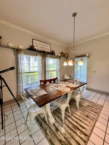 a table and chairs in a room