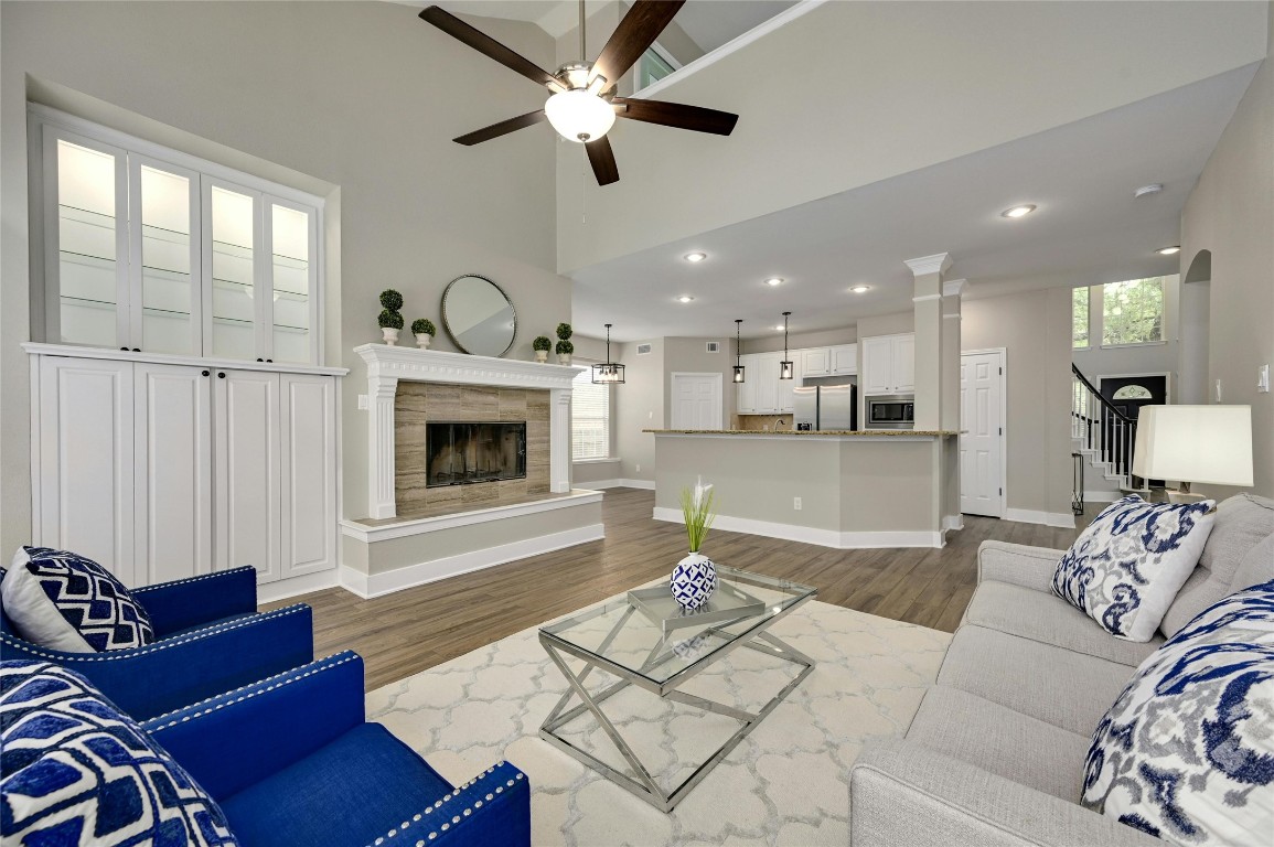 Bright light and high ceiling family room.