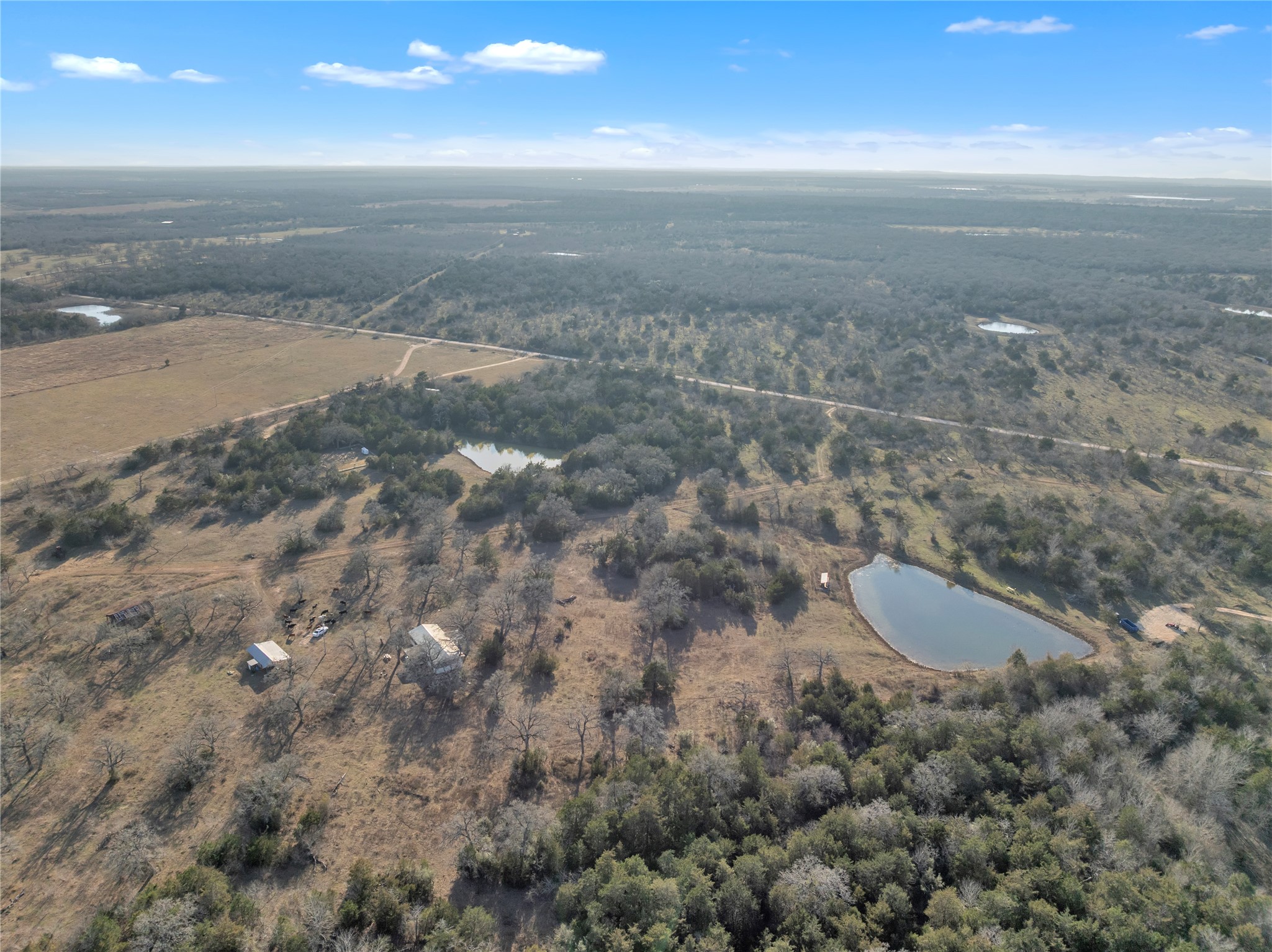 895 Patterson Road Flatonia, TX 78941 - Photo 18 of 21 Bird's eye view of a nearby body of water and a heavily wooded area