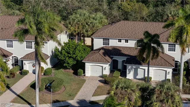 an aerial view of a house yard