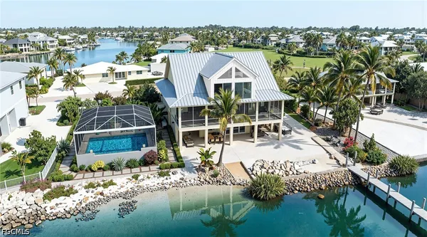 an aerial view of a house