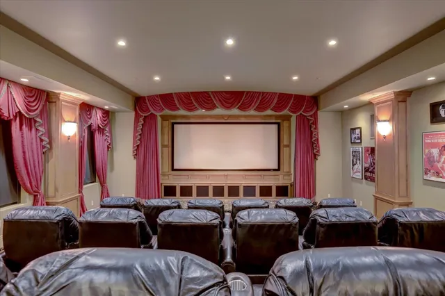 a view of a lake with houses in the back