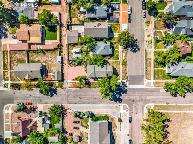 an aerial view of multiple house