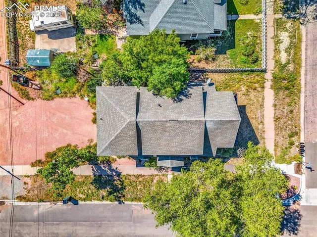an aerial view of a house