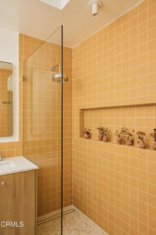 a bathroom with a shower