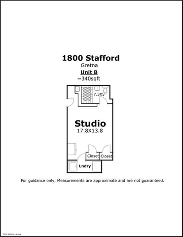 $1,300 | 1800 Stafford Street, Unit B, Gretna, LA 70053