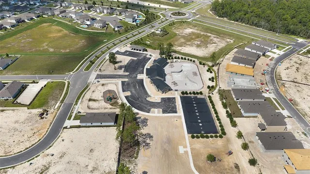 an aerial view of a highlighted house