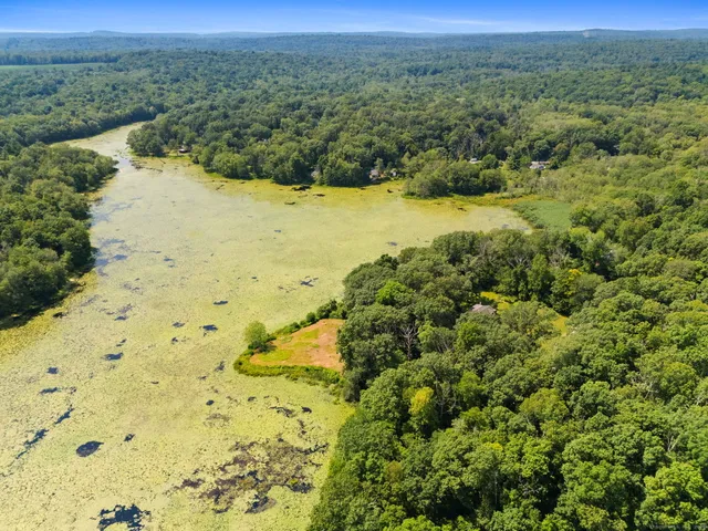 a view of a field with an ocean