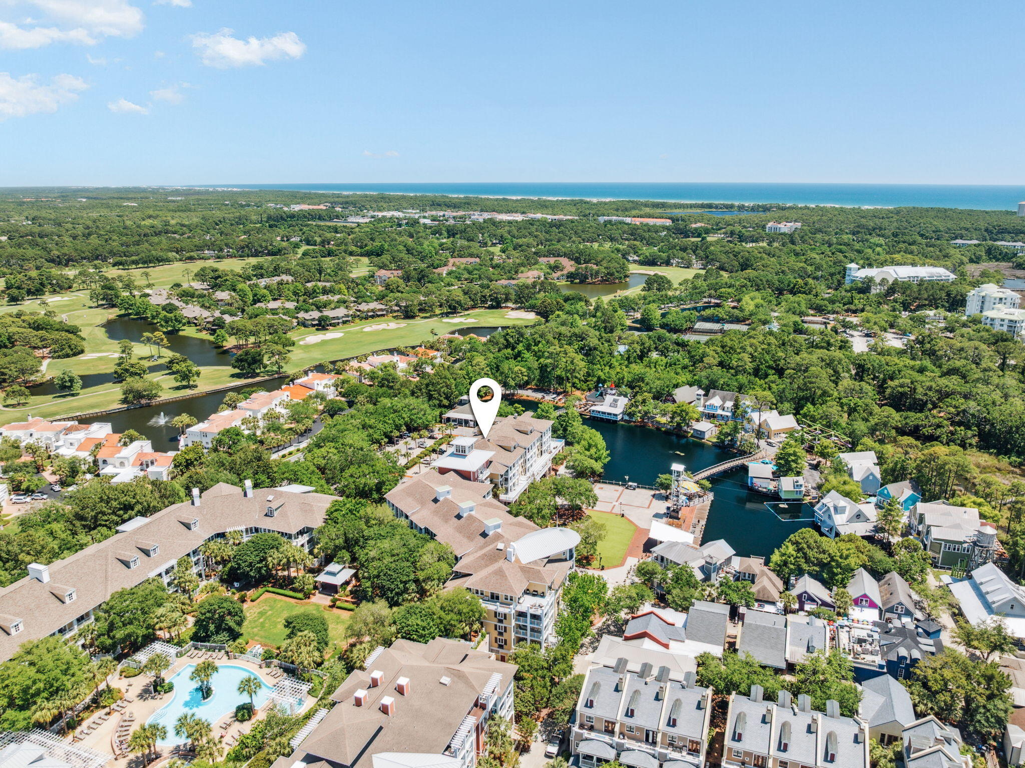 9100 Baytowne Wharf Boulevard, Unit 3668 Miramar Beach, FL 32550 - Photo 38 of 38 an aerial view of a city with lots of residential buildings