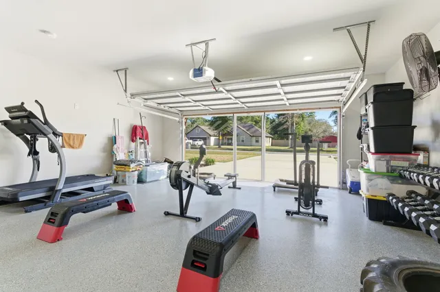 a view of a room with gym equipment