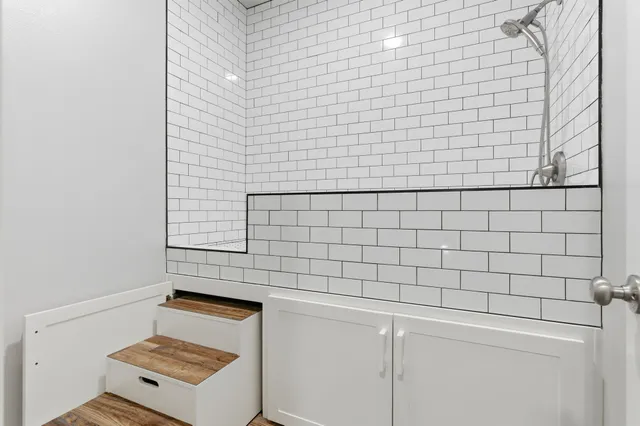 a bathroom with a shower