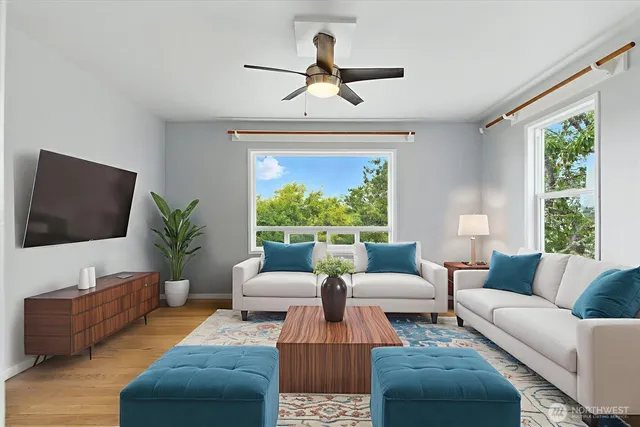 a view of a glass door and a window