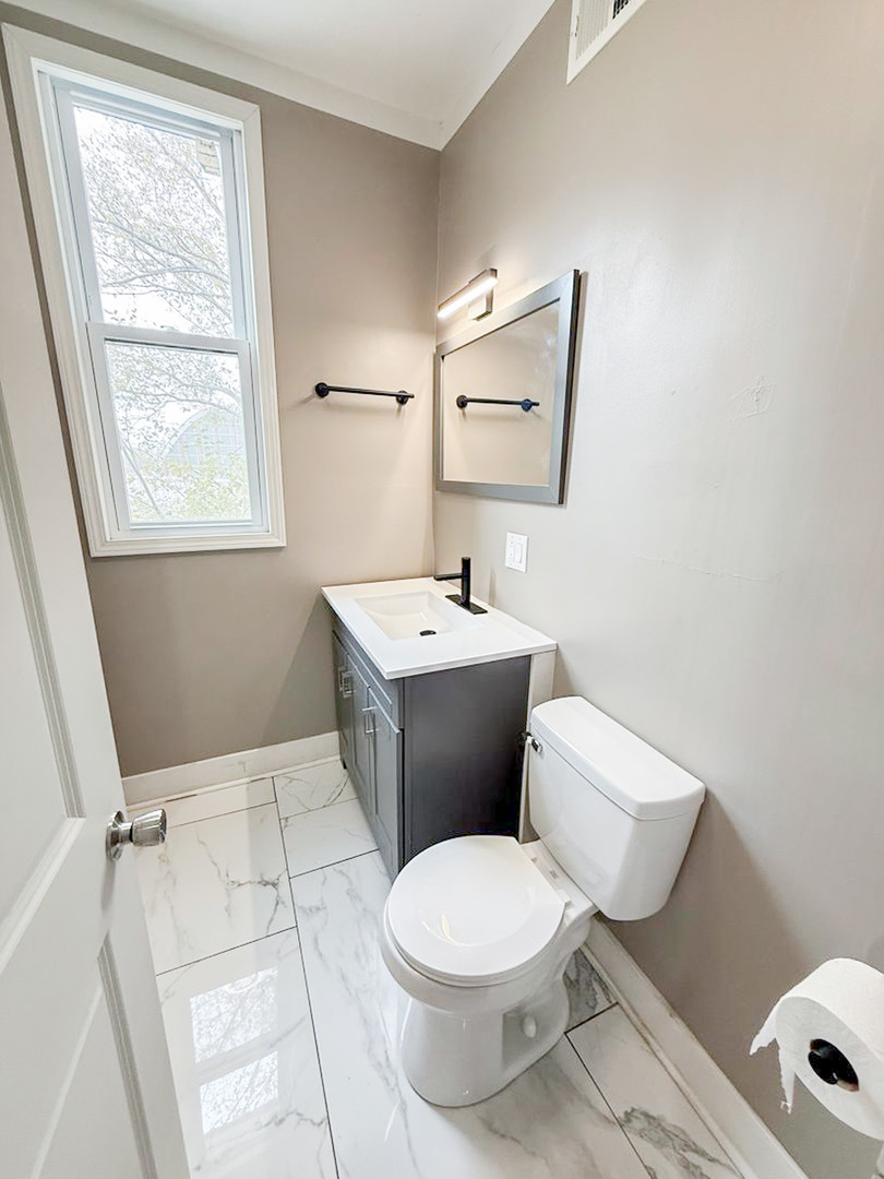 438 East 49th Street, Unit 3 Chicago, IL 60615 - Photo 10 of 18 a white toilet sitting next to a bathroom sink