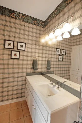 a bathroom with a sink and a shower