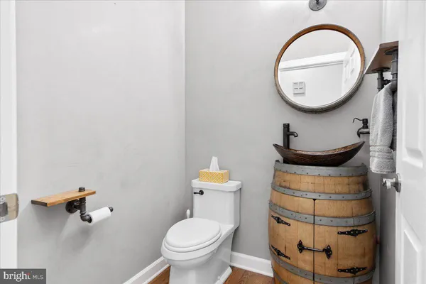 a view of a room with racks on the wall