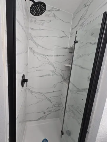 a bathroom with a shower