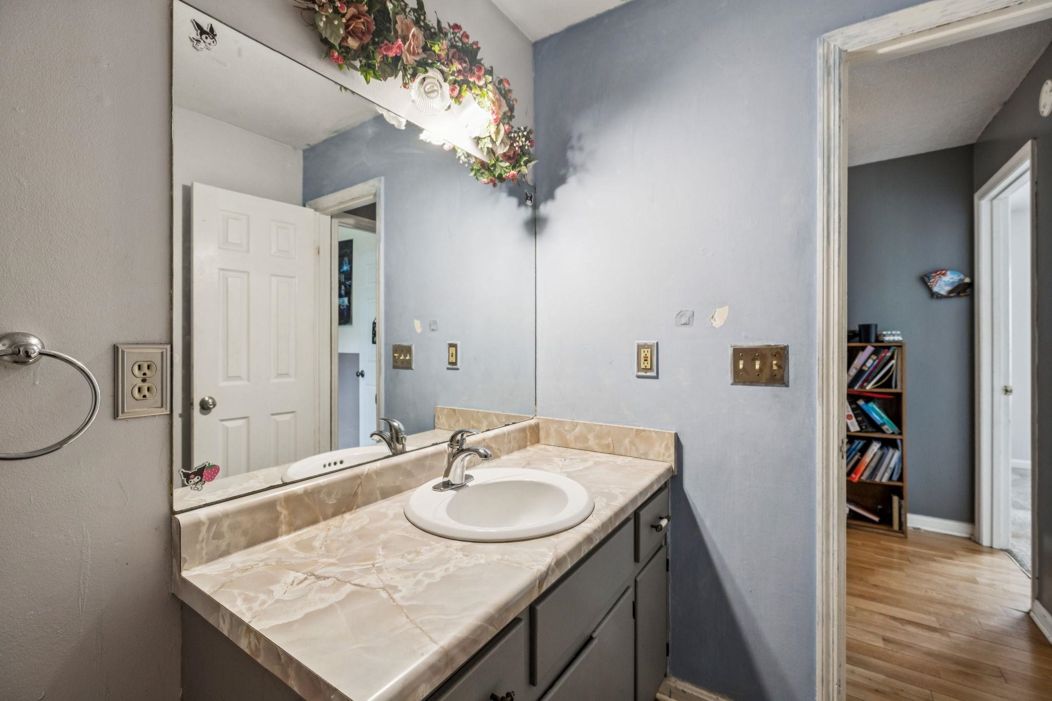 537 Isbell Lane Decherd, TN 37324 - Photo 27 of 40 a bathroom with a sink vanity granite and a mirror