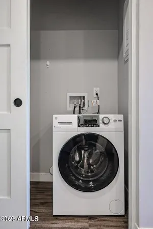 a utility room with a washer and dryer