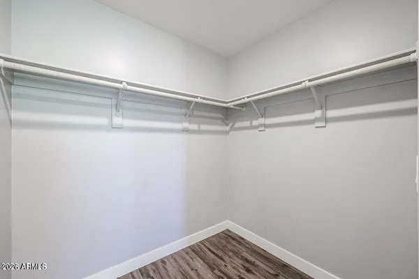 a view of a room with racks on the wall