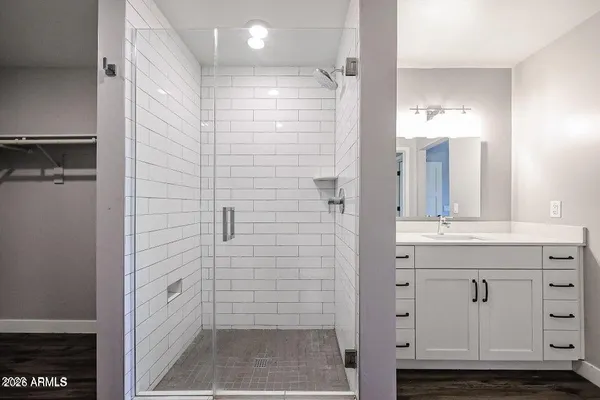 a bathroom with a shower