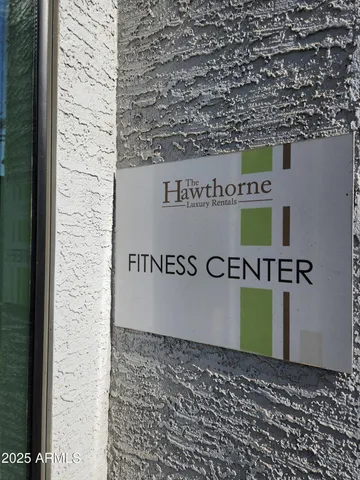 a bench is sitting in front of buildings