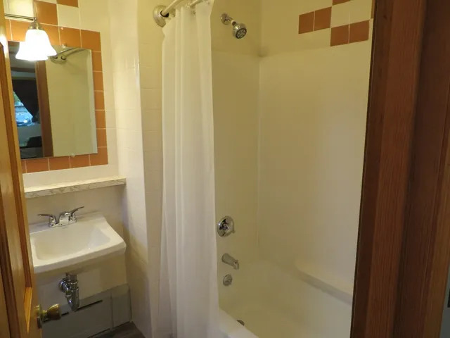 a bathroom with a shower