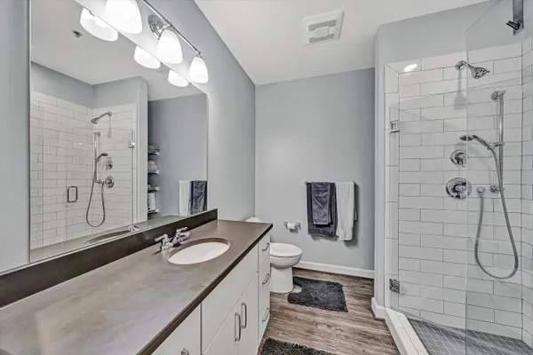 a bathroom with a shower