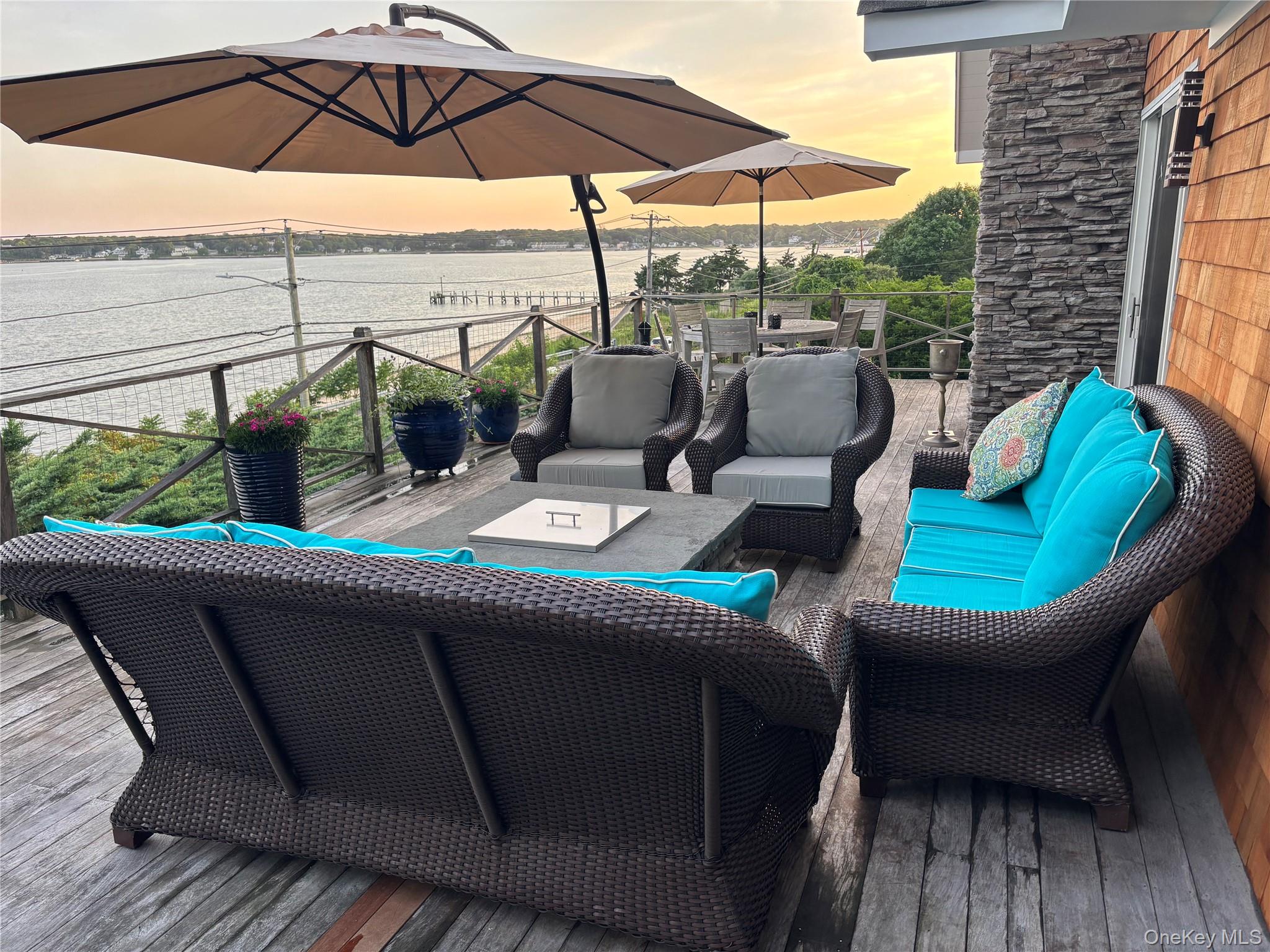 a view of a patio on the roof deck