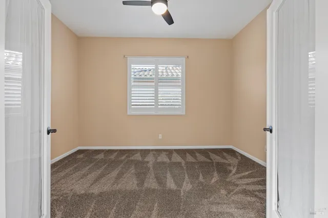 a view of a room with a window