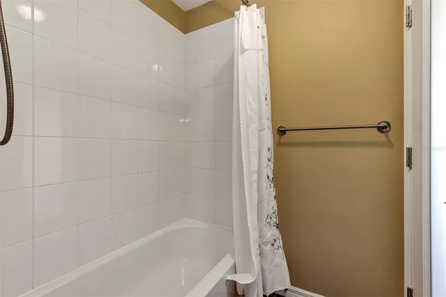 a bathroom with a bathtub