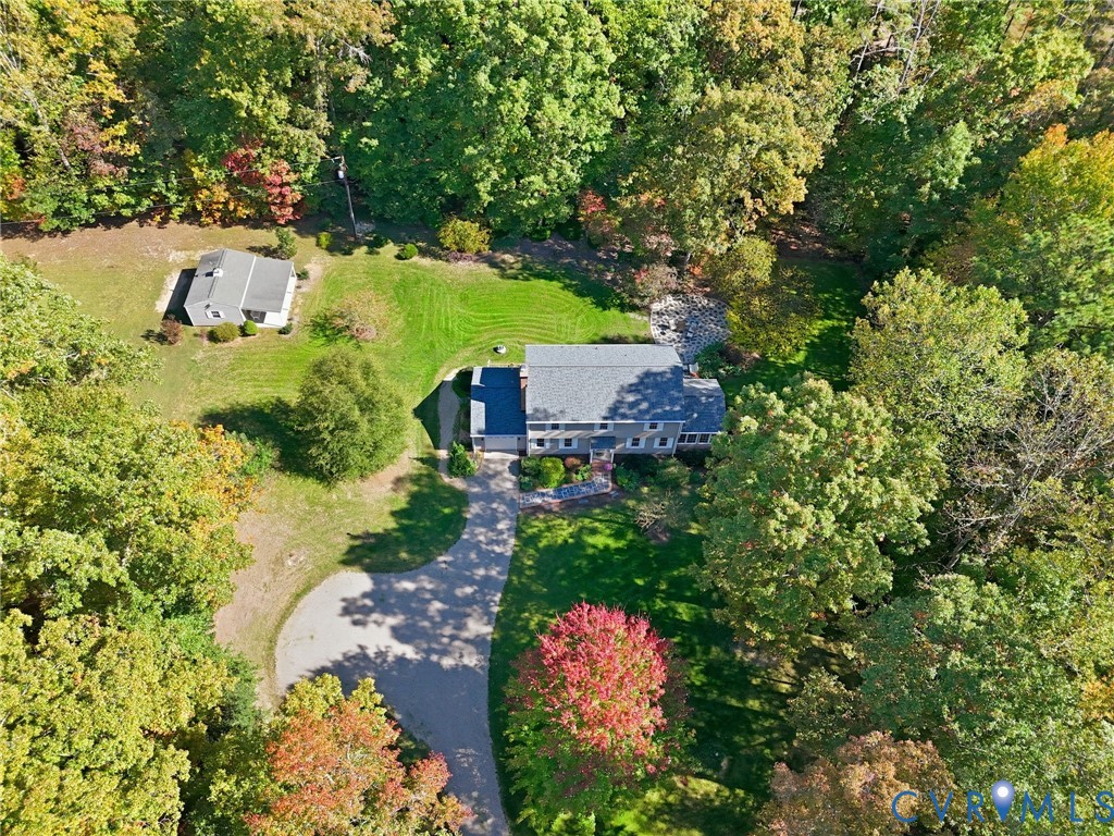 1530 Greenberry Road Powhatan, VA 23139 - Photo 44 of 49 an aerial view of residential house with outdoor space and trees all around