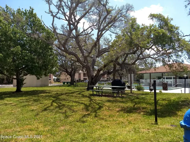 a view of a yard with swimming pool
