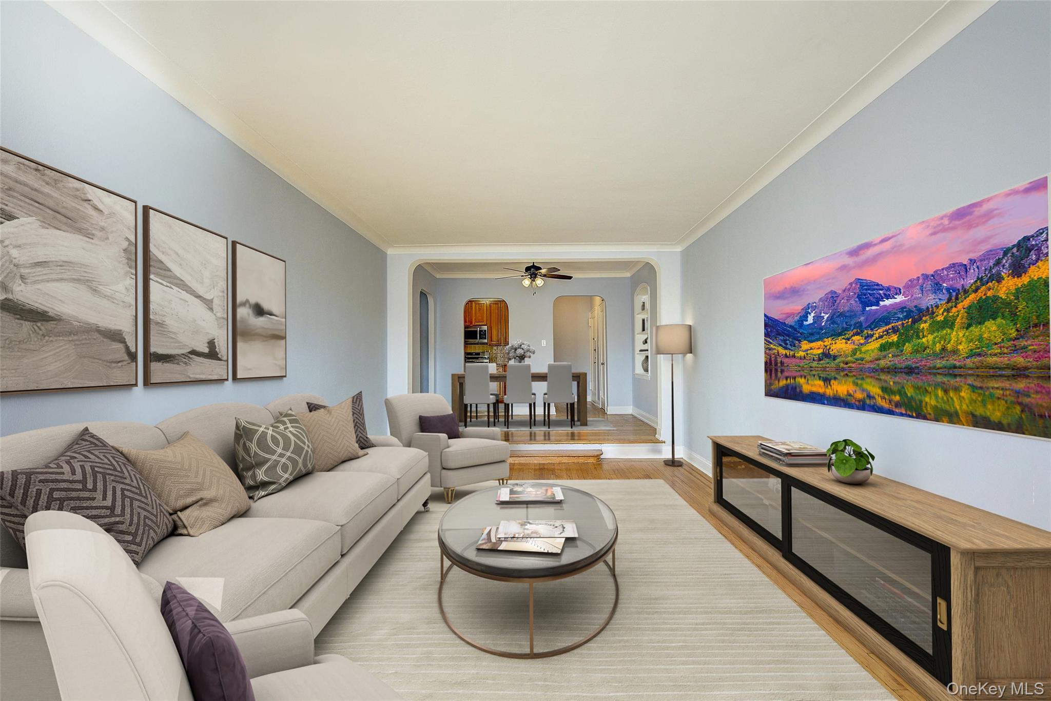 77-14 113th Street, Unit 4S Queens, NY 11375 - Photo 14 of 40 a living room with furniture and a flat screen tv