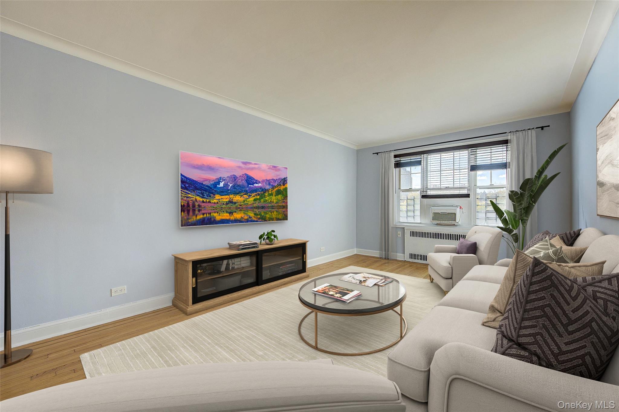 77-14 113th Street, Unit 4S Queens, NY 11375 - Photo 9 of 40 a living room with furniture and a flat screen tv