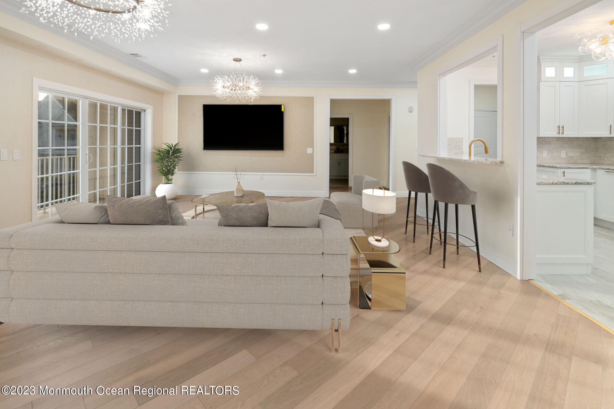116 Potts Road Morganville, NJ 07751 - Photo 16 of 34 a living room with furniture and a flat screen tv