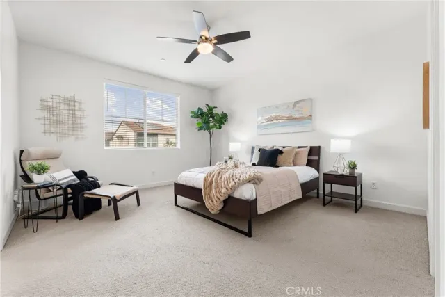 a bedroom with a bed furniture and a window