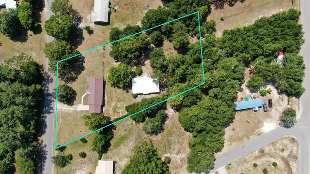 an aerial view of a house