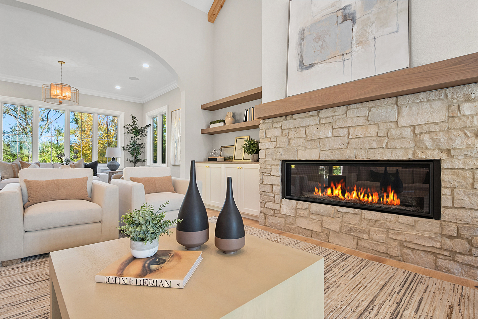 10940 German Church Road La Grange, IL 60525 - Photo 6 of 40 a living room with furniture a fireplace and a ceiling fan