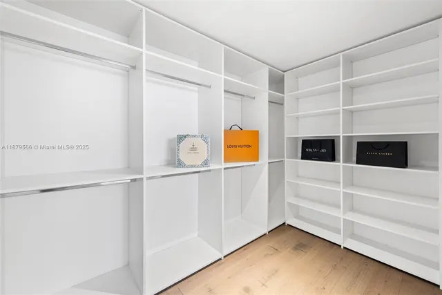 a view of an empty walk in closet