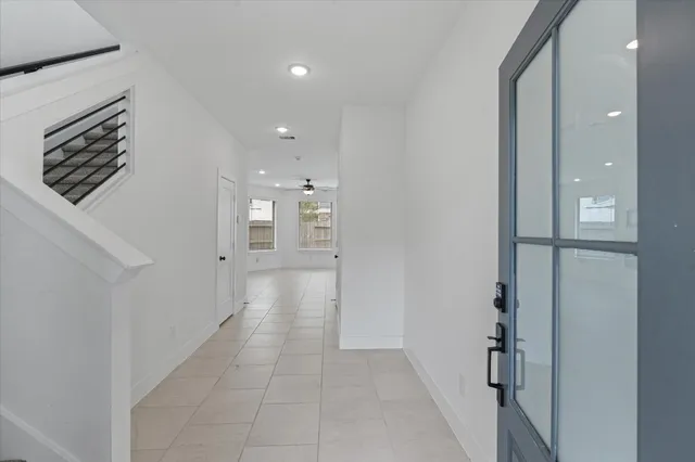 a view of a brick buildings with door