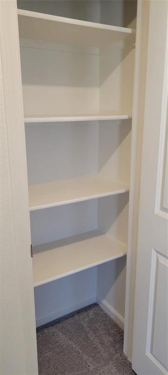 623 Colgate Circle Princeton, TX 75407 - Photo 13 of 15 Built-in shelving unit with five white shelves, carpeted floor, and white trim