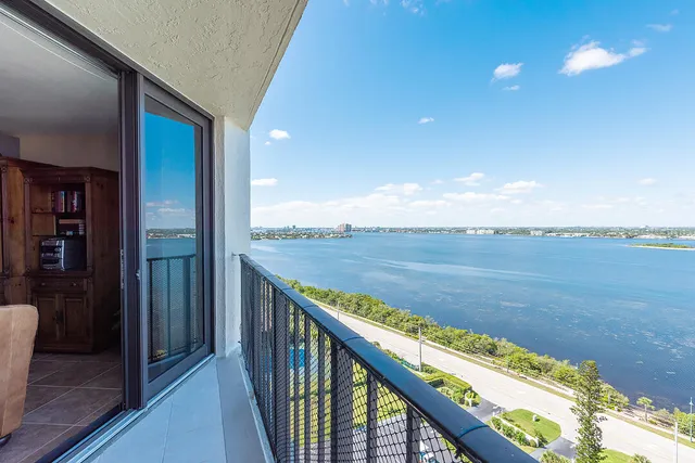 a view of an ocean from a balcony