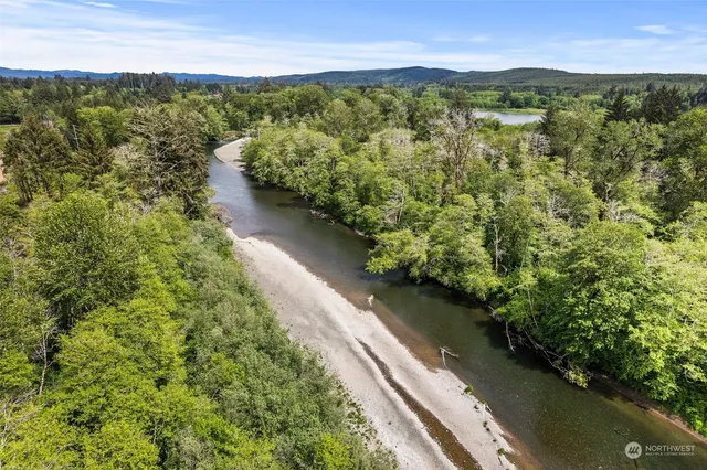 a view of a lake with a mountain