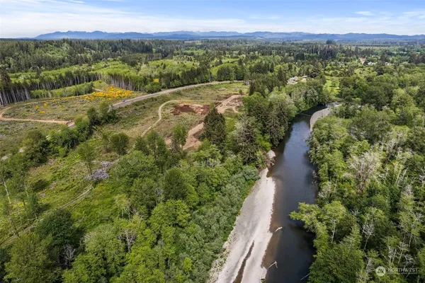 a view of a yard with a lake