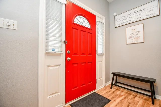 a hallway with a door